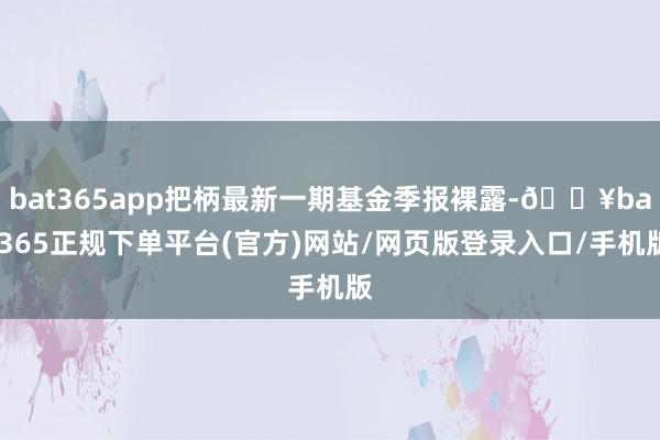 bat365app把柄最新一期基金季报裸露-🔥bat365正规下单平台(官方)网站/网页版登录入口/手机版