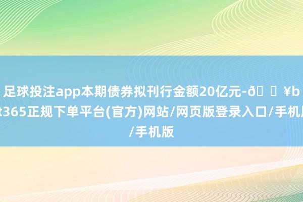 足球投注app　　本期债券拟刊行金额20亿元-🔥bat365正规下单平台(官方)网站/网页版登录入口/手机版